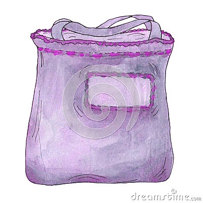 Pink lunch bag watercolor sketchy take away illustration Cartoon Illustration