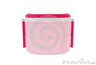 Pink lunch box isolated on white background Stock Photo