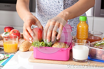 Pink lunch box for little girl Stock Photo