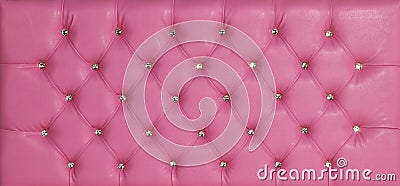 Pink luxury leather diamond studded background Stock Photo