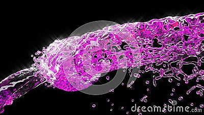 Pink magics liquid twist with sparks on black modern trendy color 3d Stock Photo