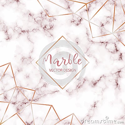 Pink Marble design template with abstract gold decorations for invitation, banners, greeting card, etc. Vector Illustration