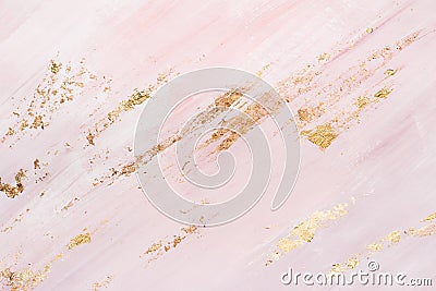 Pink marble pattern background with gold brushstrokes. Place for your design Stock Photo