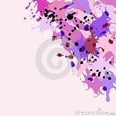 Pink maroon purple lilac ink splashes background copy space Vector Illustration
