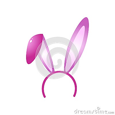 Pink mask with long bunny ears isolated on white background Vector Illustration