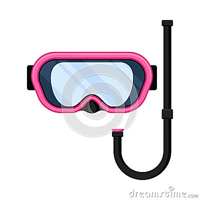 Pink mask for swimming. Vector illustration on white background. Vector Illustration