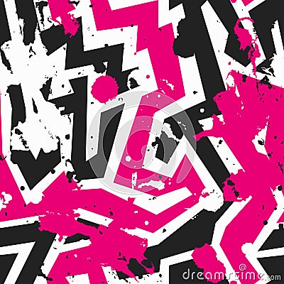 Pink maze seamless pattern with blot effect Vector Illustration