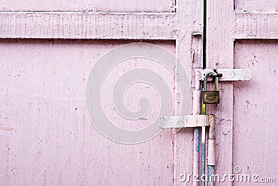 Pink metal door Stock Photo