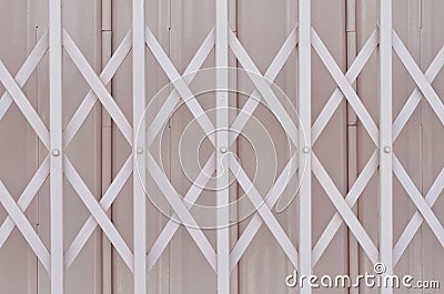 Pink metal grille sliding door Stock Photo