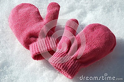 Pink Mittens Stock Photo