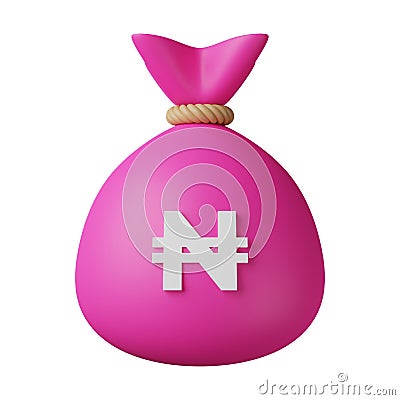 Pink Money Bag Naira 3D Illustration Stock Photo