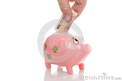 Pink money pigg Pesos Argentina Stock Photo