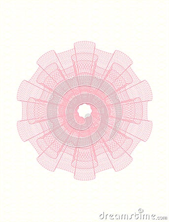 Pink money style emblem or rosette. Vector Illustration. Detailed Vector Illustration