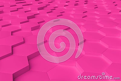 Pink monochrome hexagon tiles abstract background Stock Photo