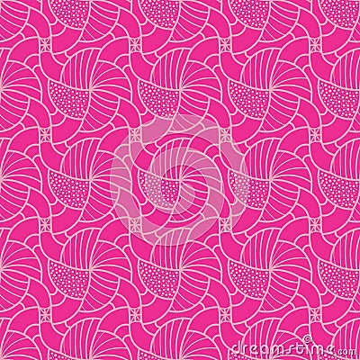 Pink monochromic organic geometric doodled seamless pattern tile Vector Illustration