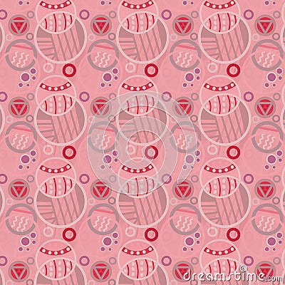 Pink monochromic playful seamless doodled circles pattern Vector Illustration