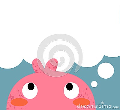 Pink monster Vector Illustration