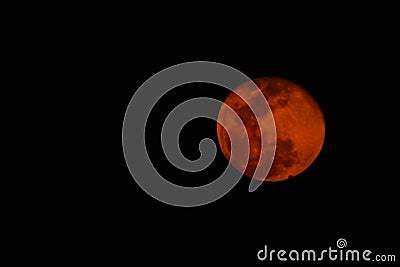 Pink moon-View of full moon in April 2019, pink in colour Stock Photo
