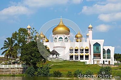 Pink Mosque in Kuching (Borneo, Malaysia) Stock Photo