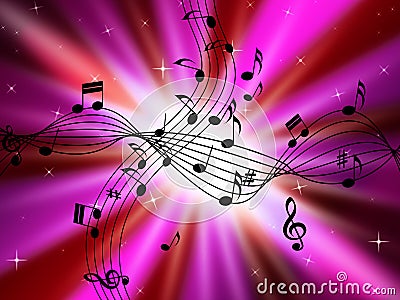 Pink Music Background Shows Musical Instruments And Brightness Stock Photo