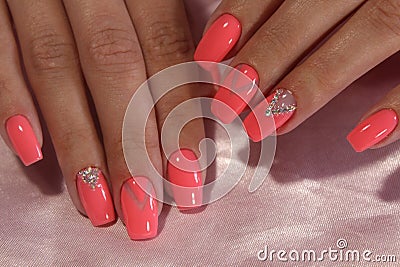 Pink Nail Art Geometry Stock Photo