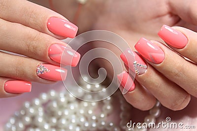 Pink Nail Art Geometry Stock Photo