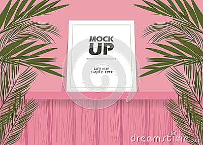 pink natural mockup with leafs Vector Illustration