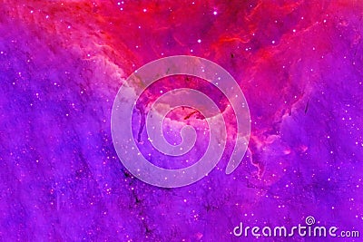 Pink nebula with stars and galaxies. Unusual shape. Elements of this image were furnished by NASA Stock Photo