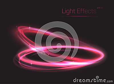 Pink neon ovals or circles for light effect Vector Illustration