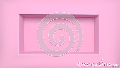 Pink niche wall shelf. 3d empty museum recess box interior to display product. Store showcase exposition frame mockup Vector Illustration