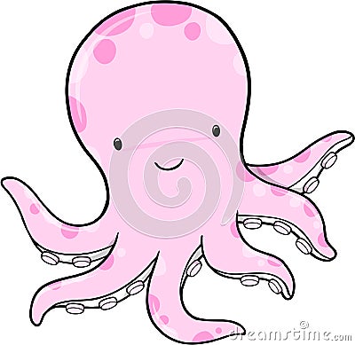 Pink Octopus Vector Illustration Vector Illustration