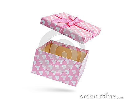 Pink open gift box, isolated on white background. File contains a path to isolation. Stock Photo