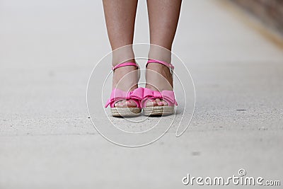 Pink open-toed shoes Stock Photo