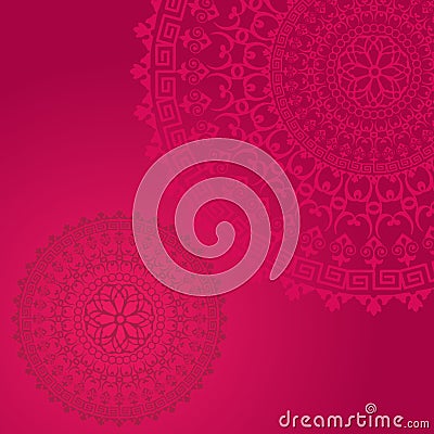 Pink oriental mandala background Vector Illustration