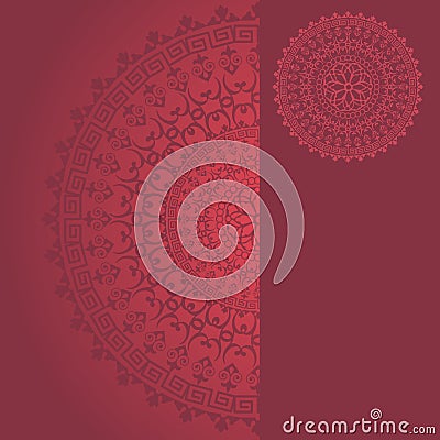 Pink oriental mandala banner Vector Illustration