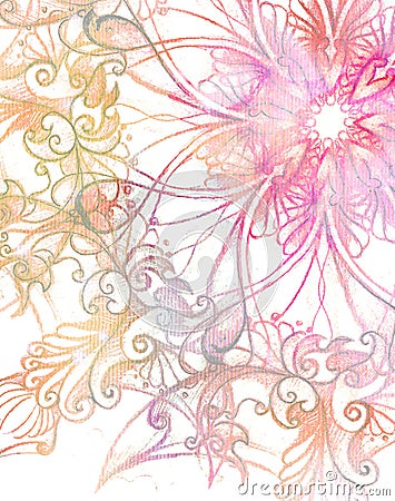 Pink ornament Mandala and fractal color effect. Stock Photo