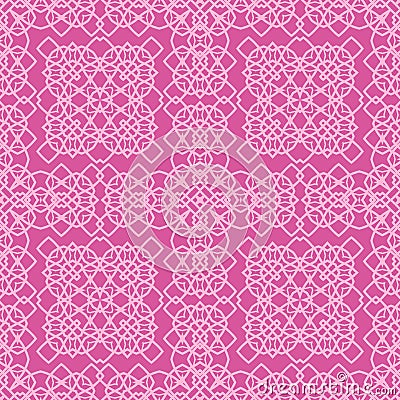 Pink Ornamental Seamless Line Pattern Stock Photo