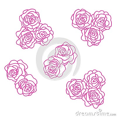 A pink outline of a flower on a white background. Vintage texture. Decorative flowers. Design template. Decoration of Stock Photo