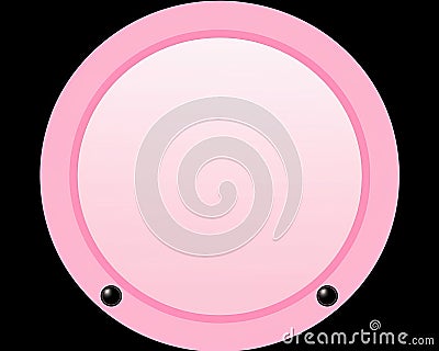 a pink oval mirror with black dots on it Stock Photo