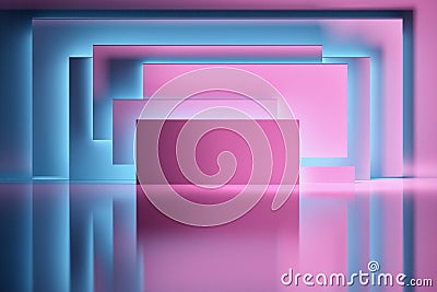 Pink panel illuminated by blue light Cartoon Illustration