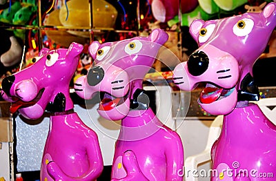 Pink Panther laughing clowns game at carnival Editorial Stock Photo