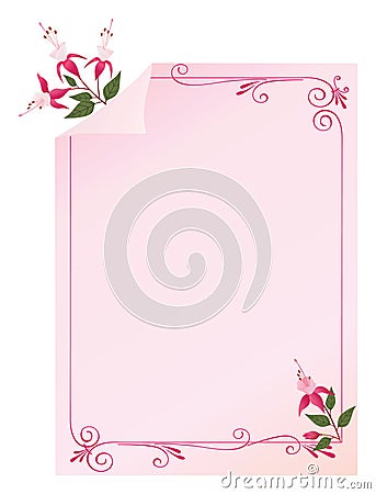 Pink paper with decorative fuchsia Vector Illustration