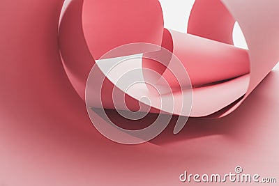 Pink paper swirls with shadow isolated Stock Photo