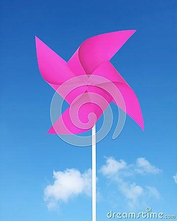 Pink paper windmill Stock Photo