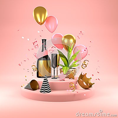 Pink Party Background Stock Photo