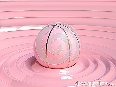 Pink pastel gold abstract ball/basketball 3d render sport object concept Stock Photo