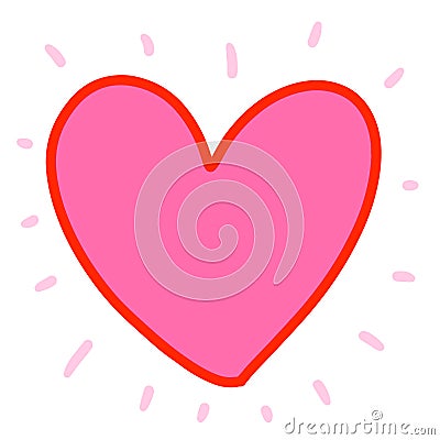 Pink pastel heart hand drawn vector illustration logo in cartoon comic style Vector Illustration
