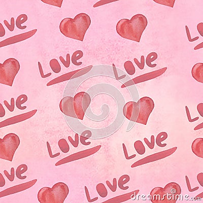 Pink pattern love heart vallentines dinoboy art print clothes textile design cute scrapbooking paper elements Stock Photo