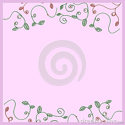 Pink pattern with vegetation elements Vector Illustration