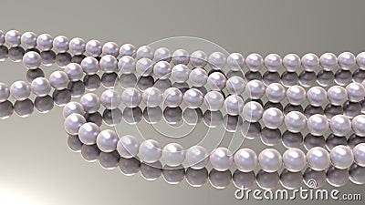 Pink pearl beads on a mirror background 3d render Stock Photo